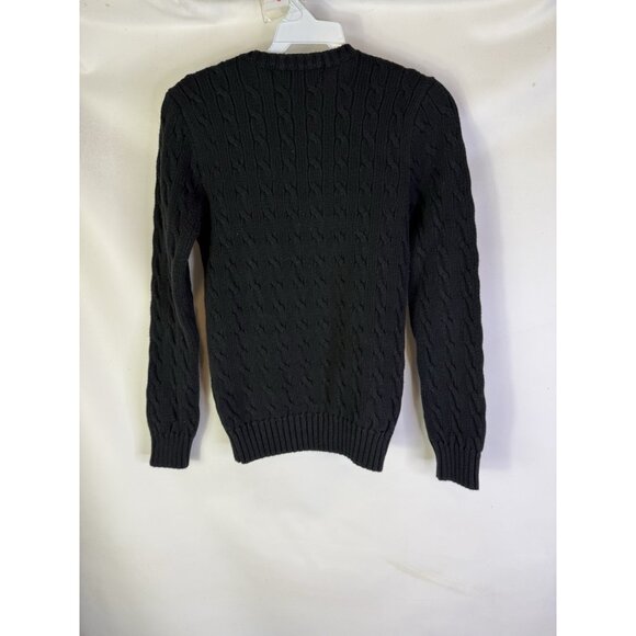 Vintage 90s ralph Lauren Cable Knit Fisherman Faded Sweater Black - Picture 5 of 6